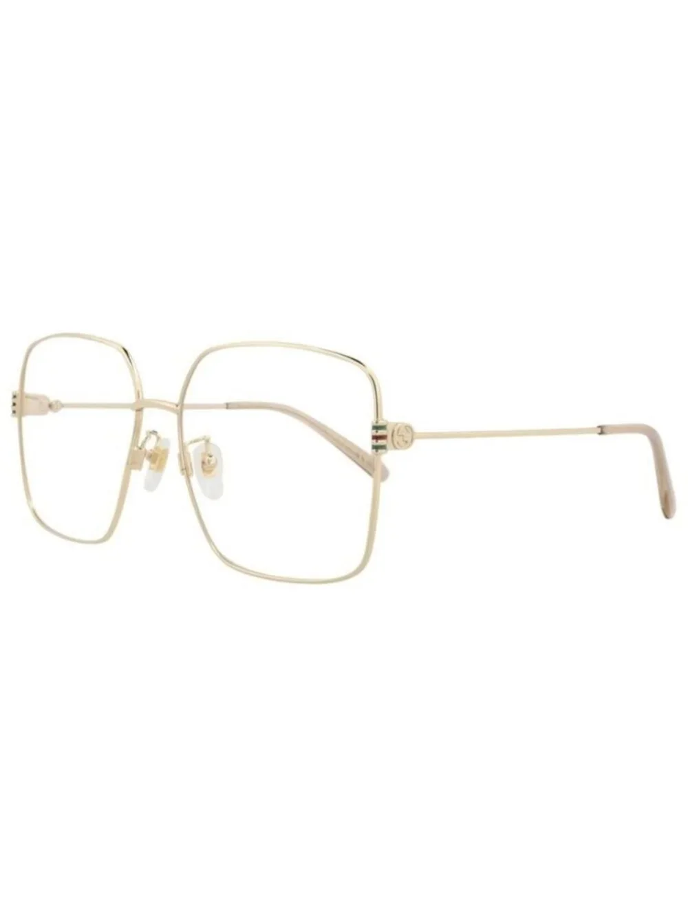 New Gucci Womens Square/Rectangle Gold Gold Transparent Fashion Designer Eyeglas